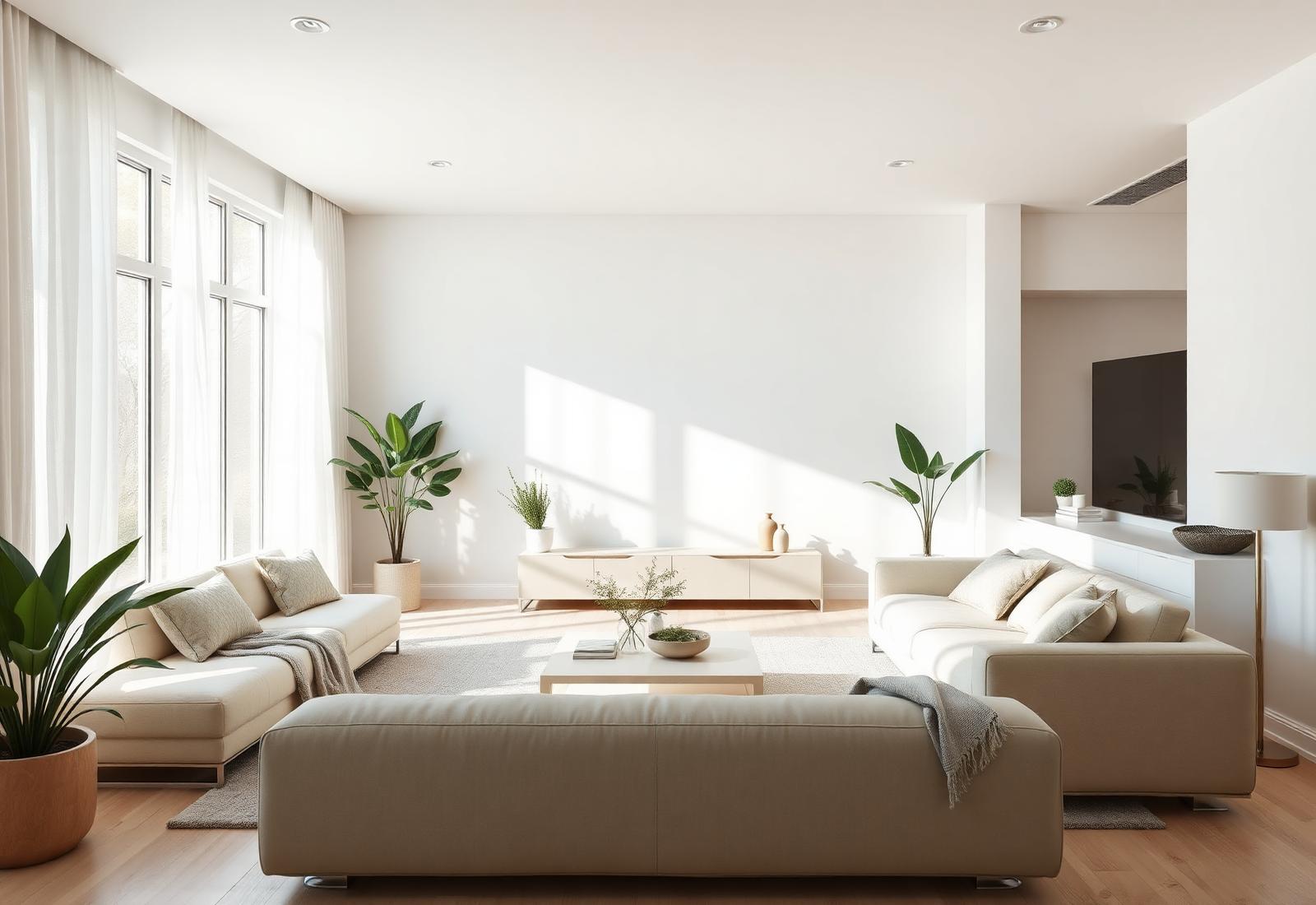 Bright, modern living room professionally cleaned by PureNest